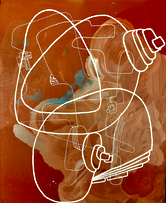 Peinture synthétique et stylo ceutre sur carton. Rodolfo Gallego - artiste visuel