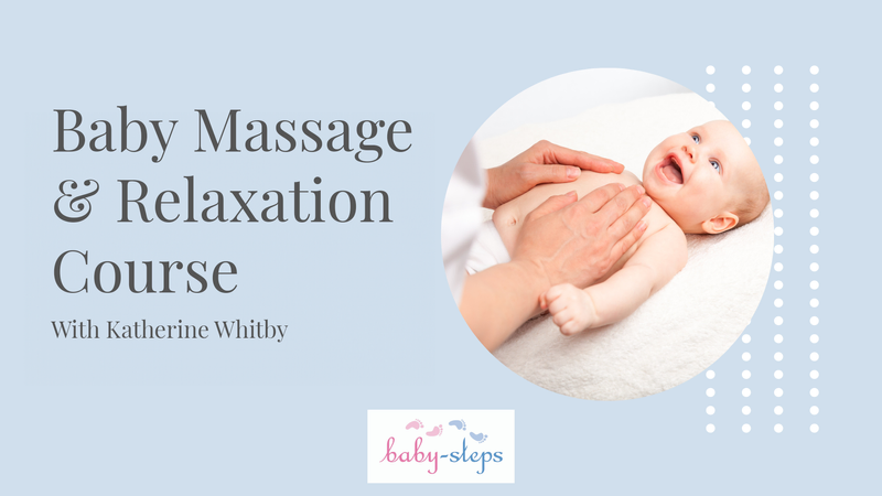 Baby Massage and Relaxation Course Banner with a smilling baby
