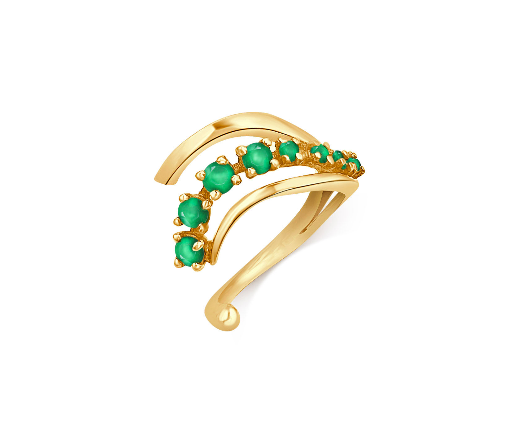 Douro Curves Spring Ring in 925 silver or gold Plated silver and Agate