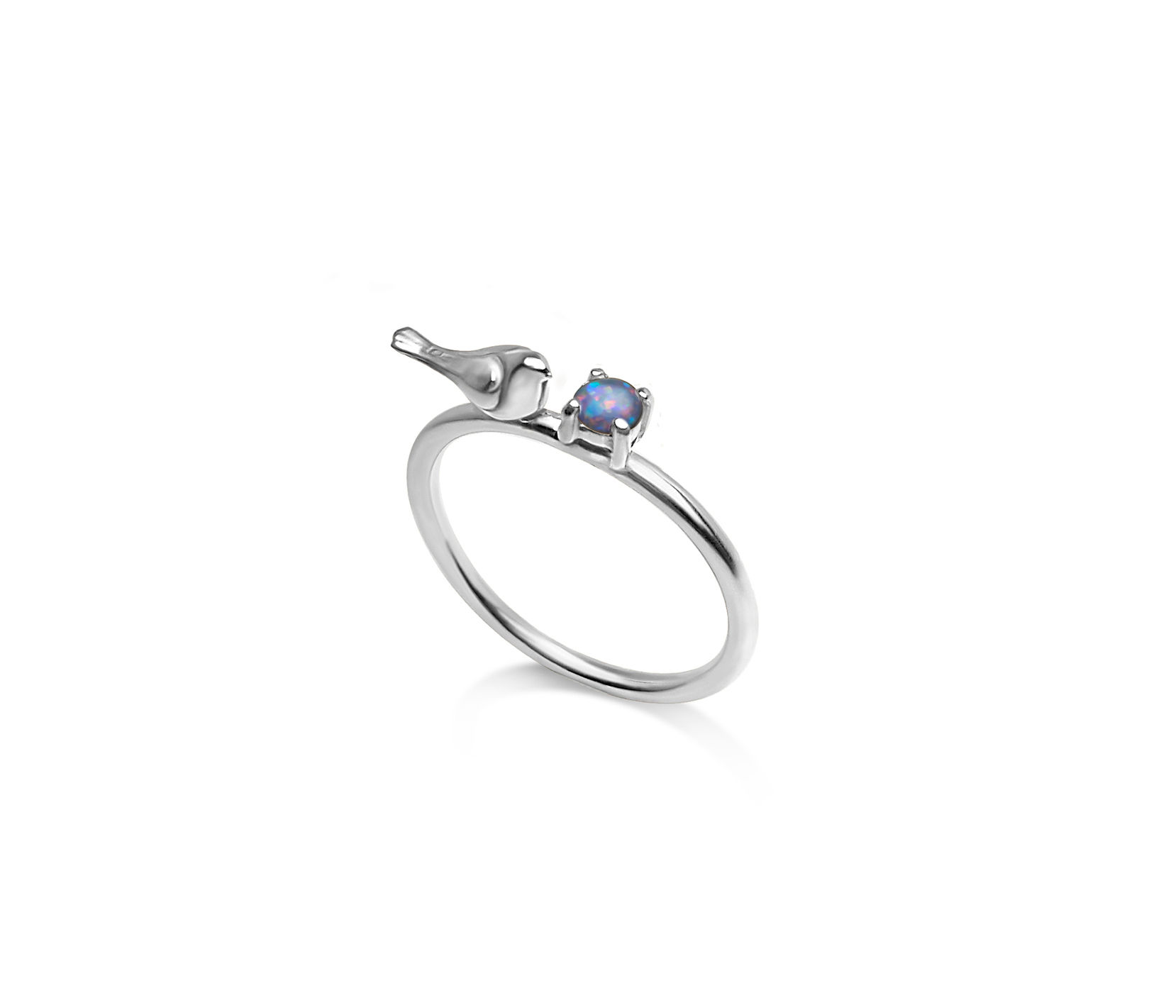 Little Bird Ring with Doublet Opal in Silver or Gold Plated Silver