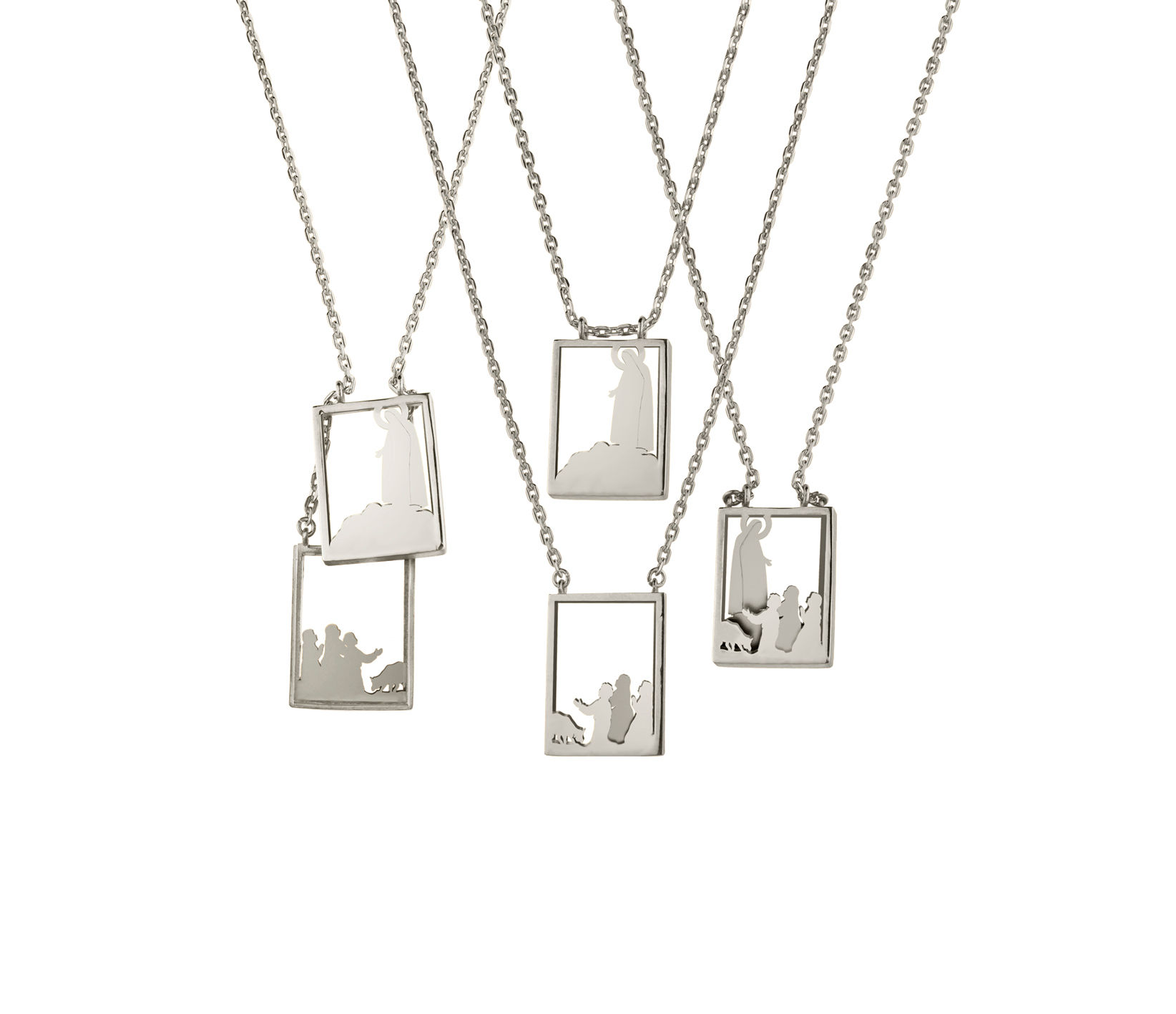 Scapular 2 in 1 - Fatima S in Silver or Gold Plated Silver