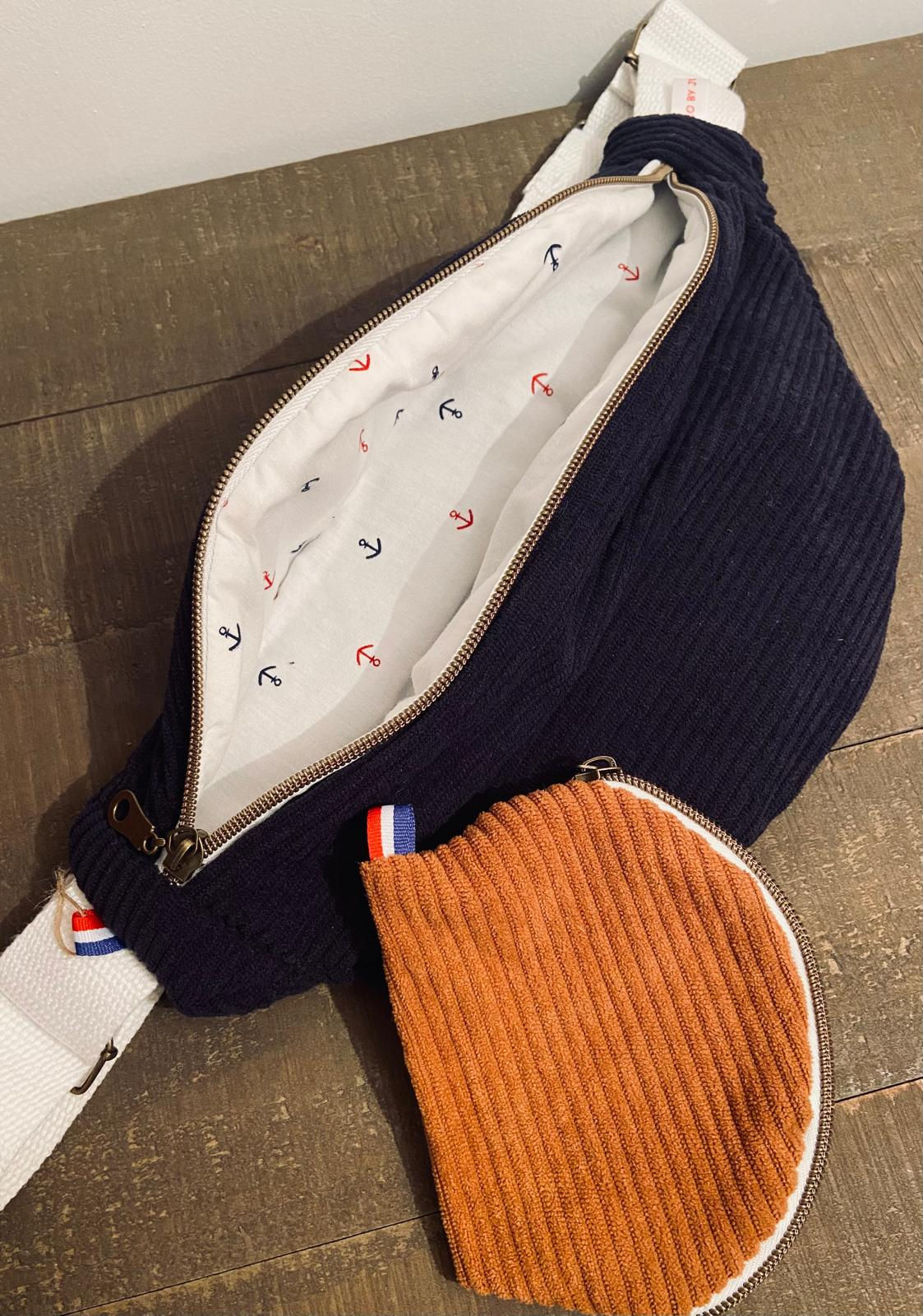 Sac banane velours femme Bleu marine / encre marine