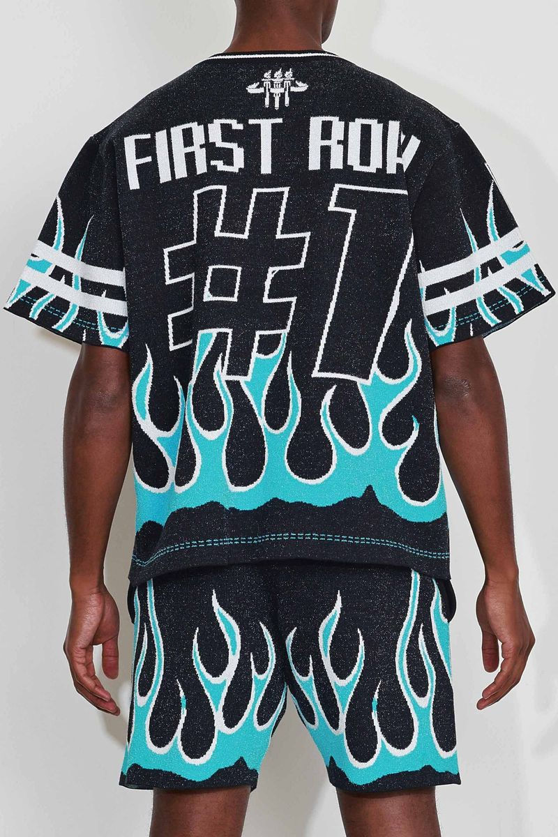 Thumbnail: FLAME VARSITY JACQUARD KNIT TEE