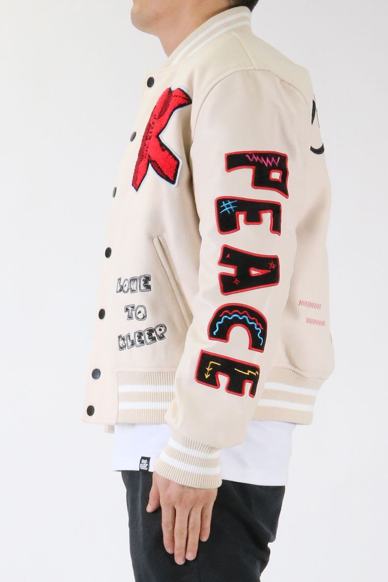 Thumbnail: VUE(CREAM) Varsity Leather Sleeve Jacket