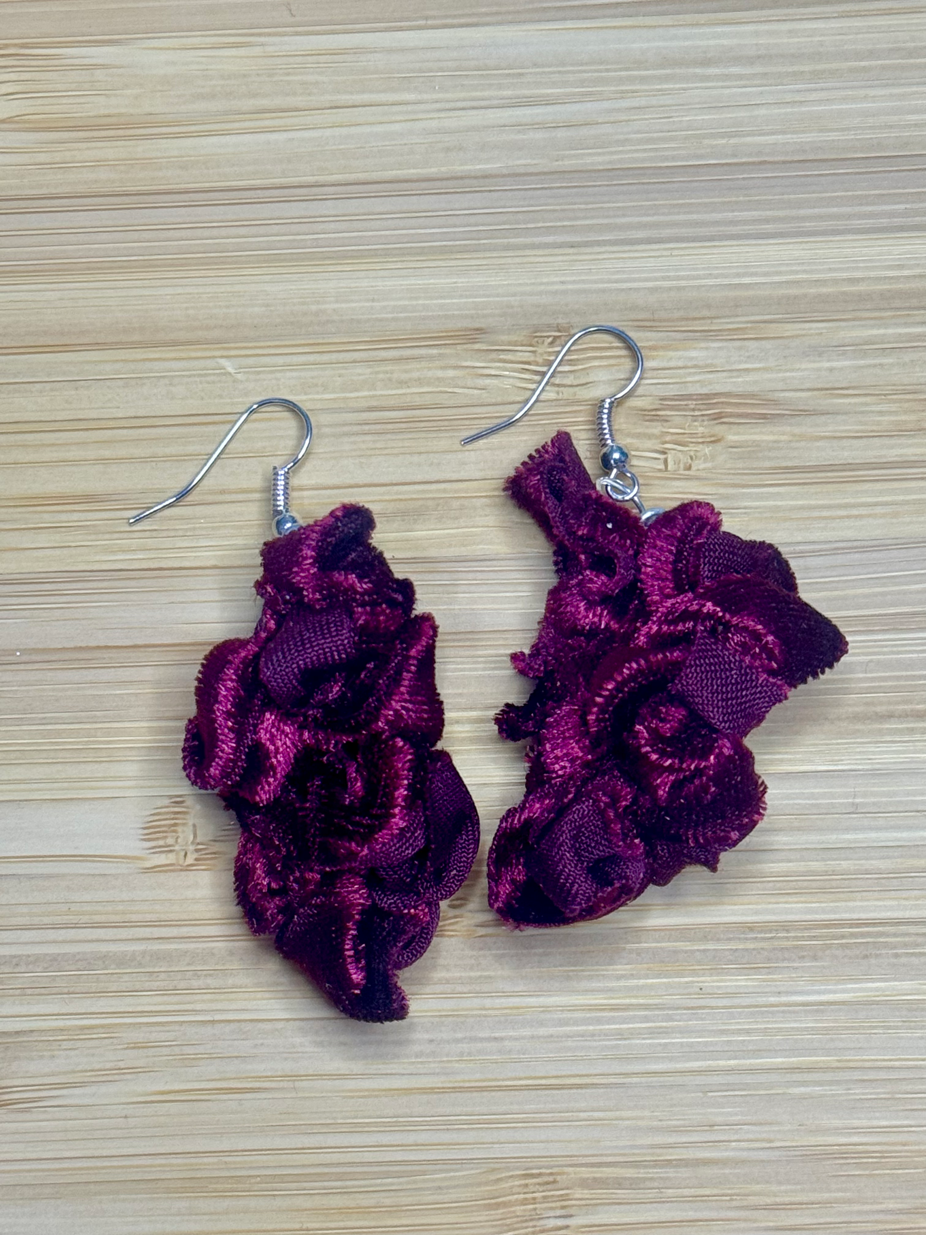 Maroon Velvet Earrings