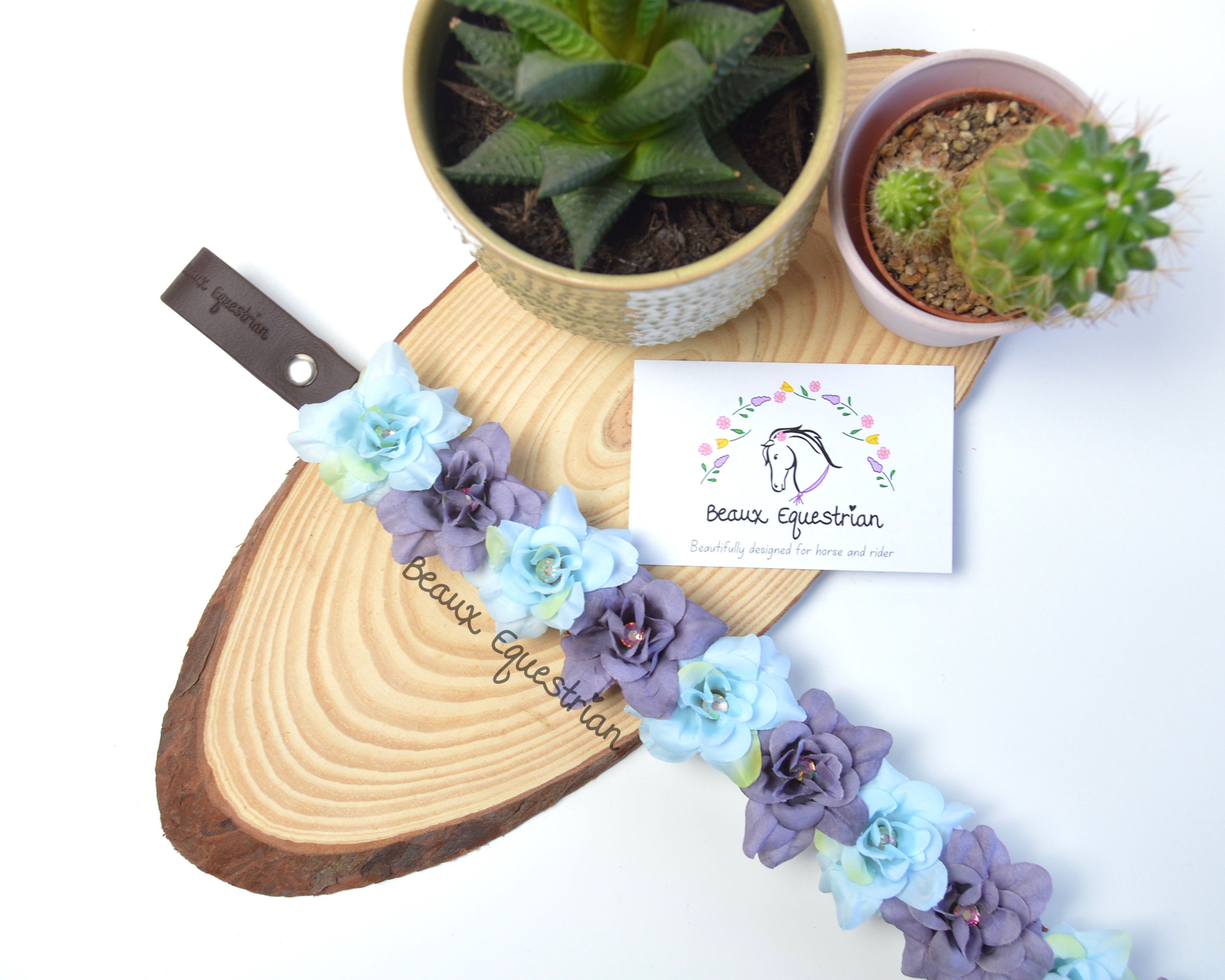 Baby Blue & Dusty Purple Flower Browband