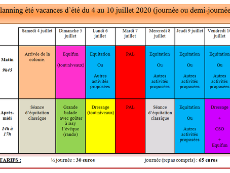 Planning vacances été