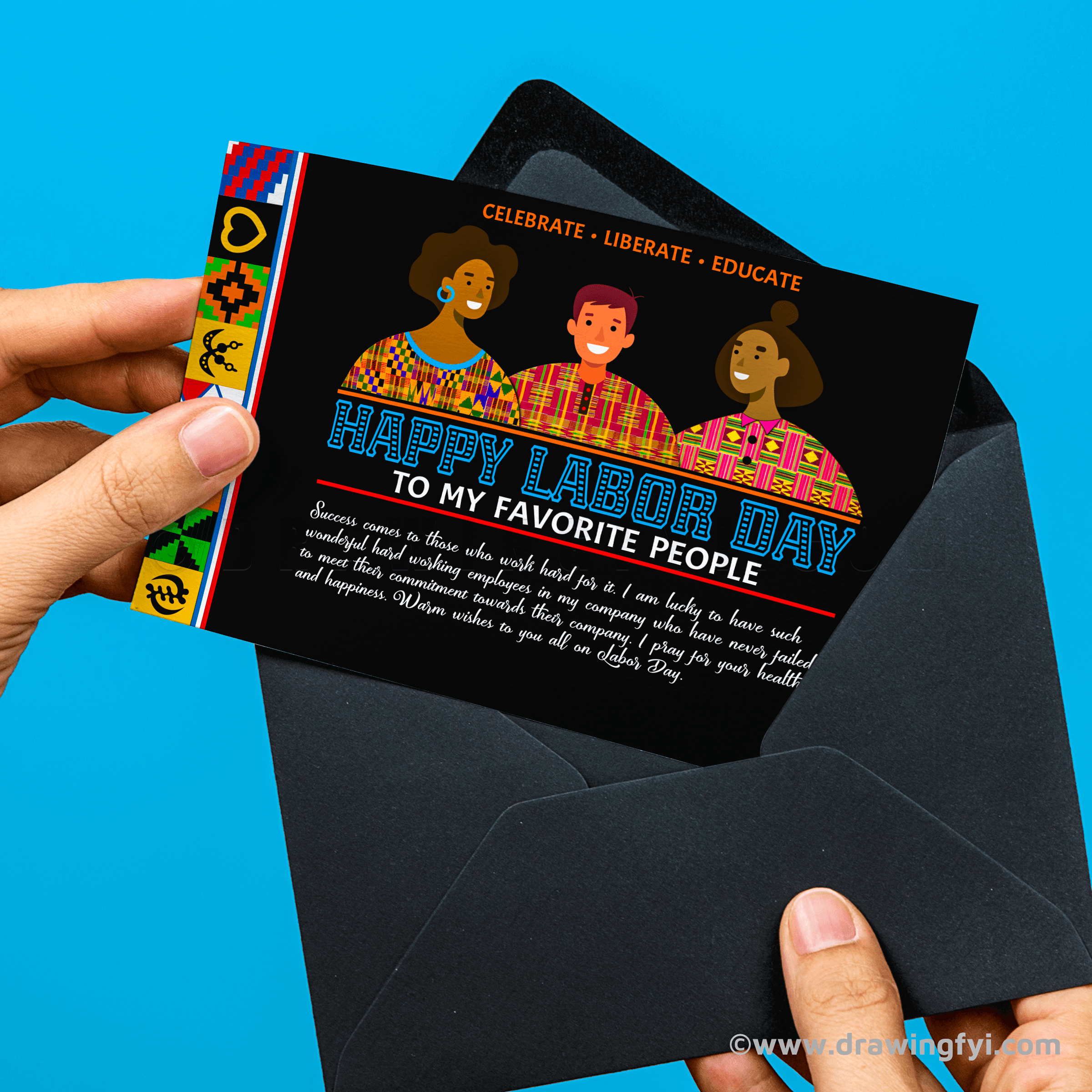 Celebrate-Liberate-Educate - Labor Day Post Card