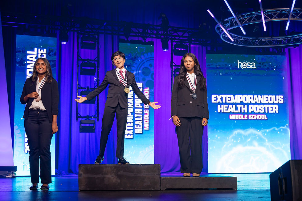 Rhea Patel of Hillside Middle School took 2nd place and Vishruthi Guru of Hillside Middle School took 3rd place in the "Extemporaneous Health Poster" Competition