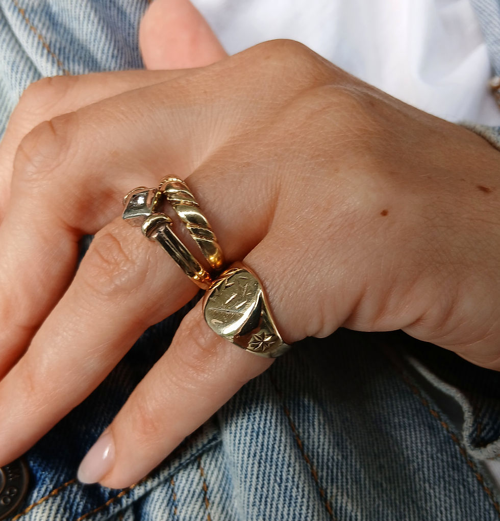Thumbnail: Vintage 9ct Gold Signet Ring 1966