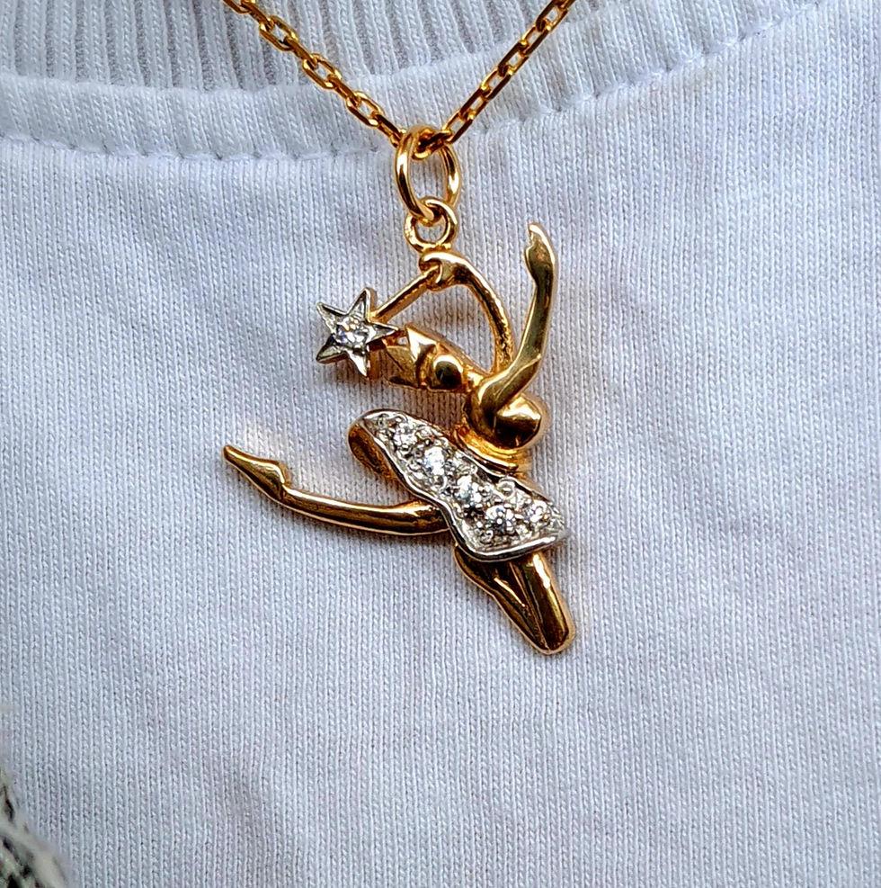 Thumbnail: Vintage 9ct Gold Ballerina Fairy Charm Pendant 