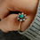 Thumbnail: Vintage 9ct Gold, Turquoise & Pearl Flower Ring 1967