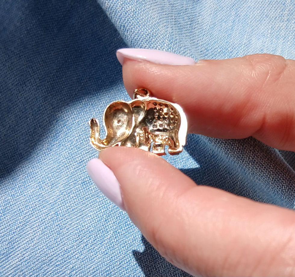 Thumbnail: Vintage 9ct Gold Diamond Elephant Charm