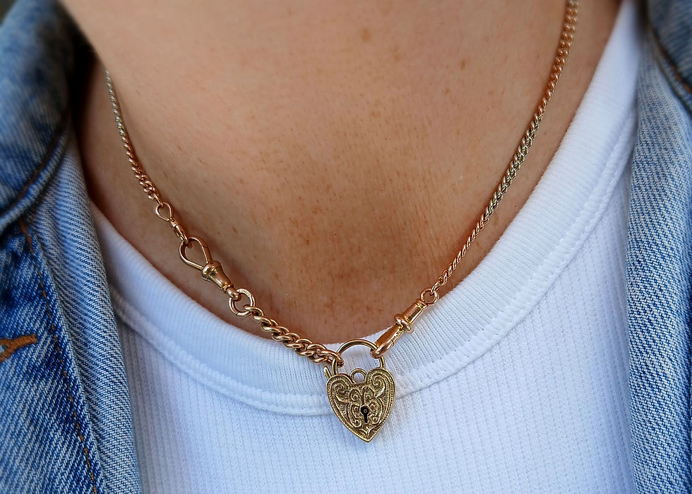 Thumbnail: Vintage 9ct Gold Engraved Heart Padlock 1972