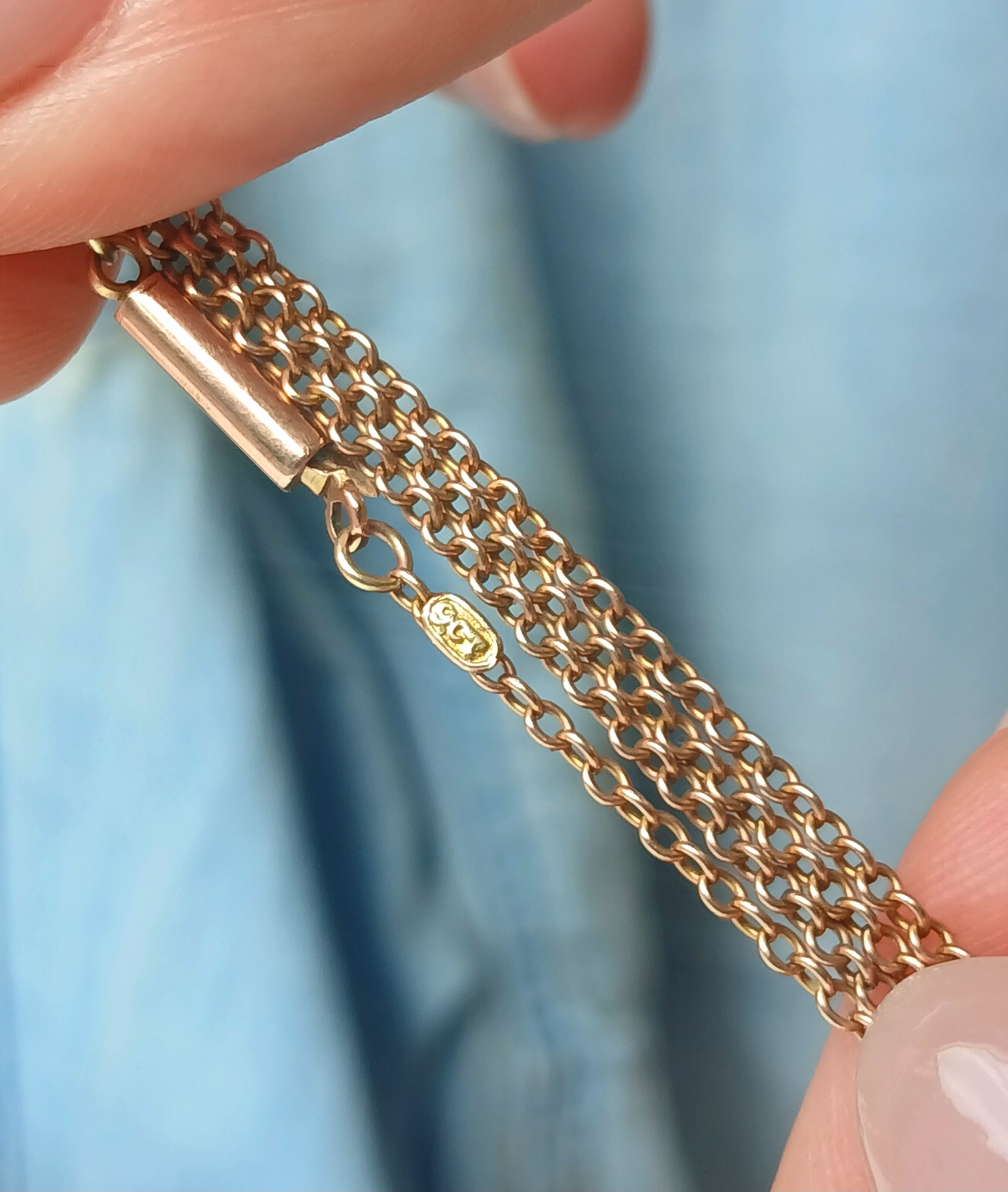 Antique 9ct Gold Cable Chain with Barrel Clasp 18"