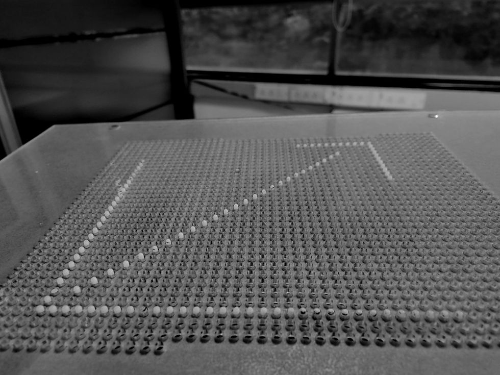 the background is of a raised dot tactile. The tactile is of a graph and and arrow going upwards right in the middle.