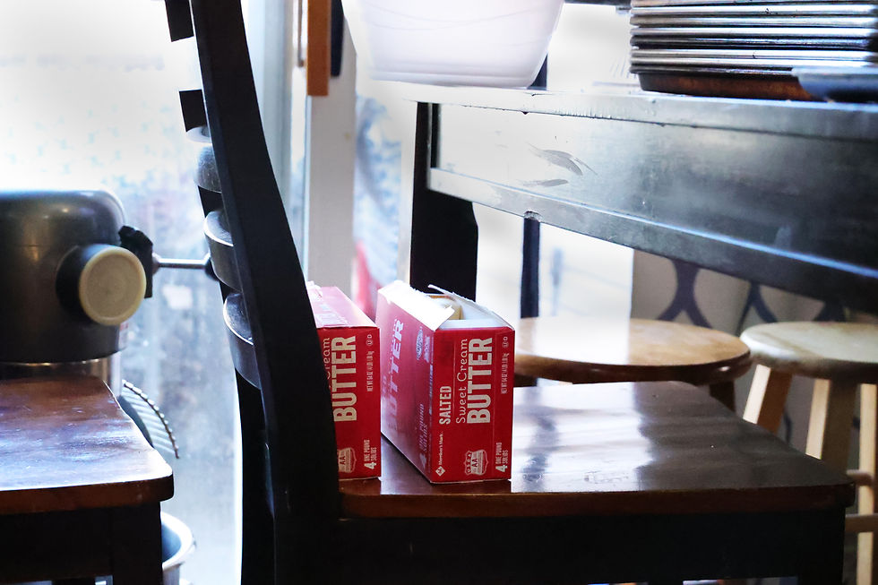 Every day, Alanna Ti’a struggles to find counter space and storage space in her home kitchen in Columbia, Mo., on Feb. 26, 2025. Sometimes, she is forced to resort to crafty solutions like the Butter Chair. “My motto is ‘Space is the final frontier’, like from Star Trek, because it really is,” Ti’a says about the issue. “I just never seem to have enough space.”