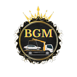 guincho plataforma com carro em cima e uma coroa (logotipo)