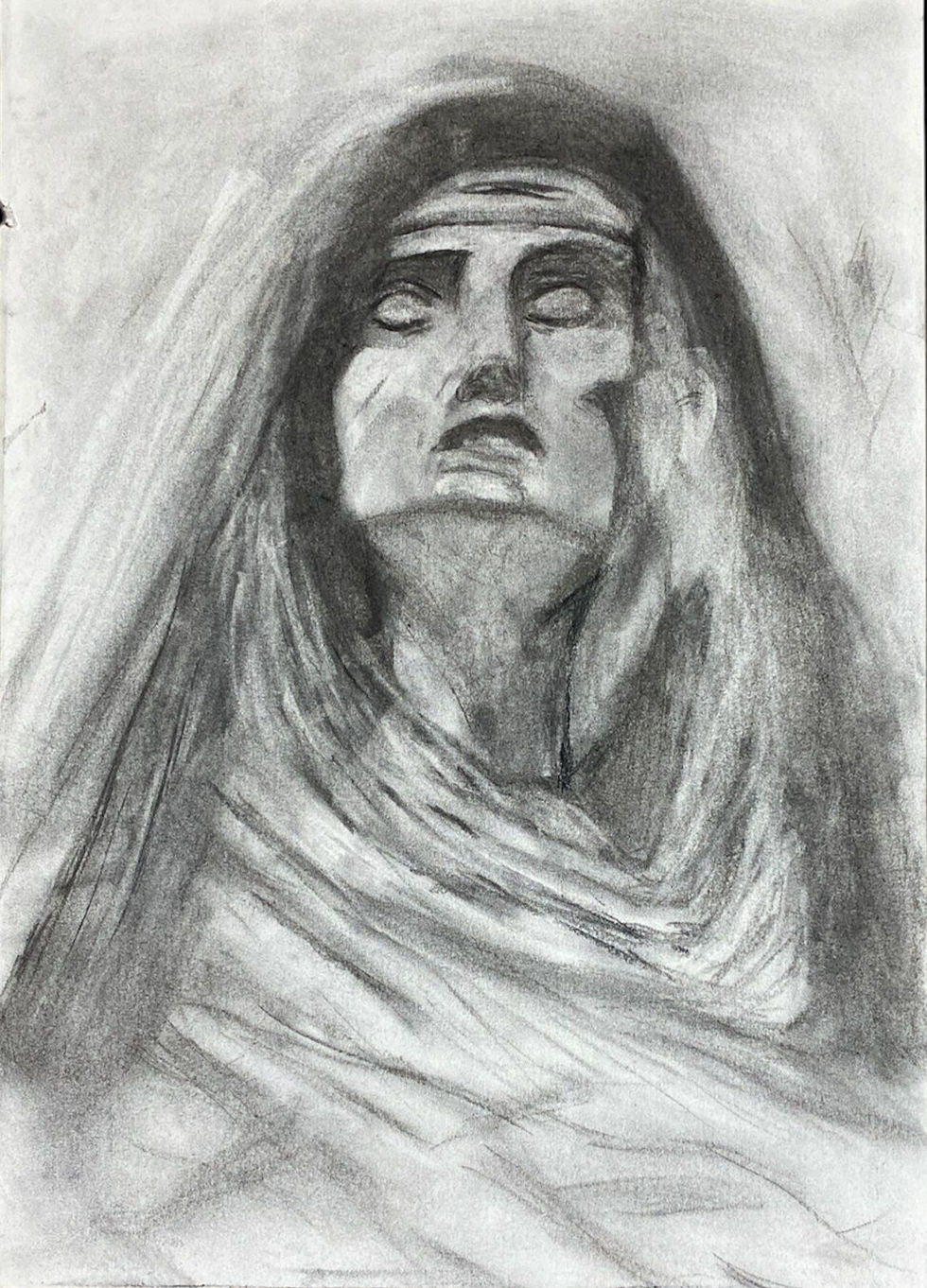 The Nun Charcoal Painting