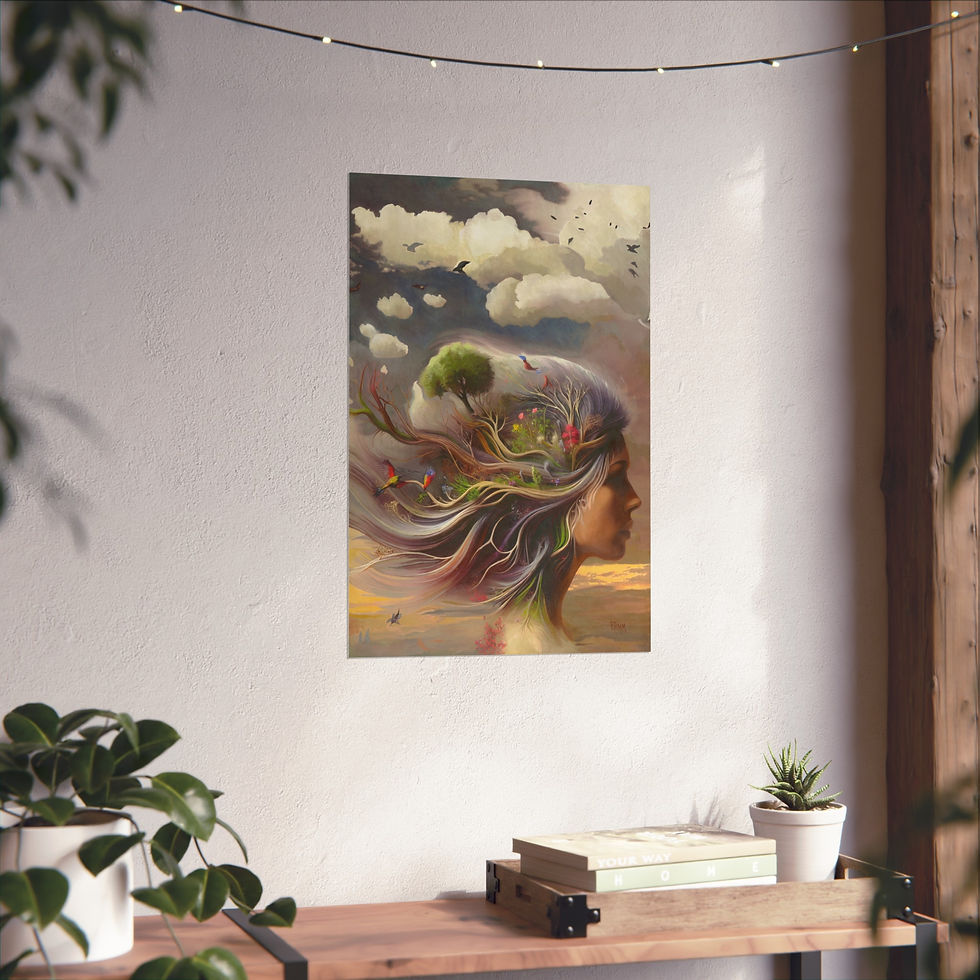 Thumbnail: BIOPHILIA | Surreal Nature Woman Fine Art Poster — Dreamlike Botanical Wall Art