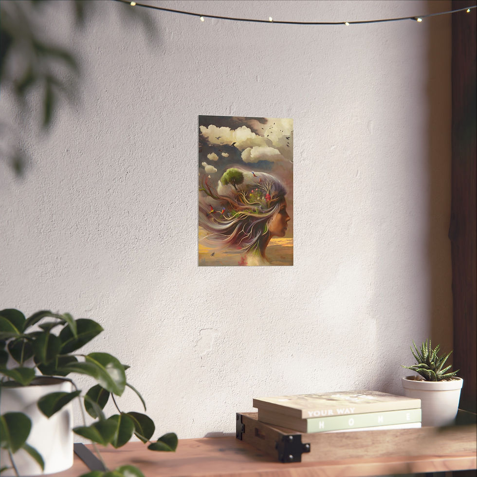 Thumbnail: BIOPHILIA | Surreal Nature Woman Fine Art Poster — Dreamlike Botanical Wall Art