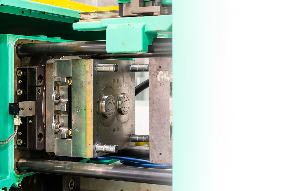 metal mould or plastic injection mold setup on high pressure injection molding machine for