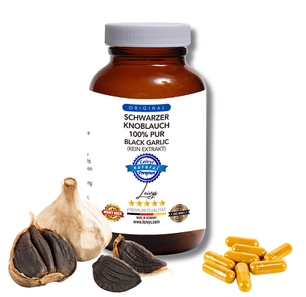 Schwarzer Knoblauch 100% pur: Kapseln und Knoblauchzehen