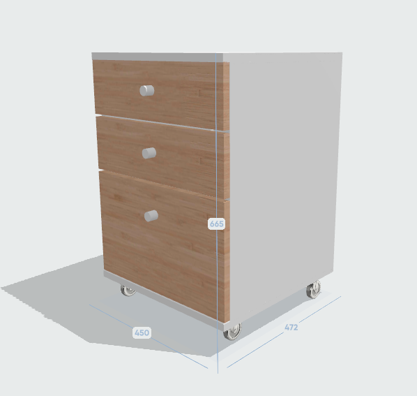 Cajonera con ruedas 45x45x65
