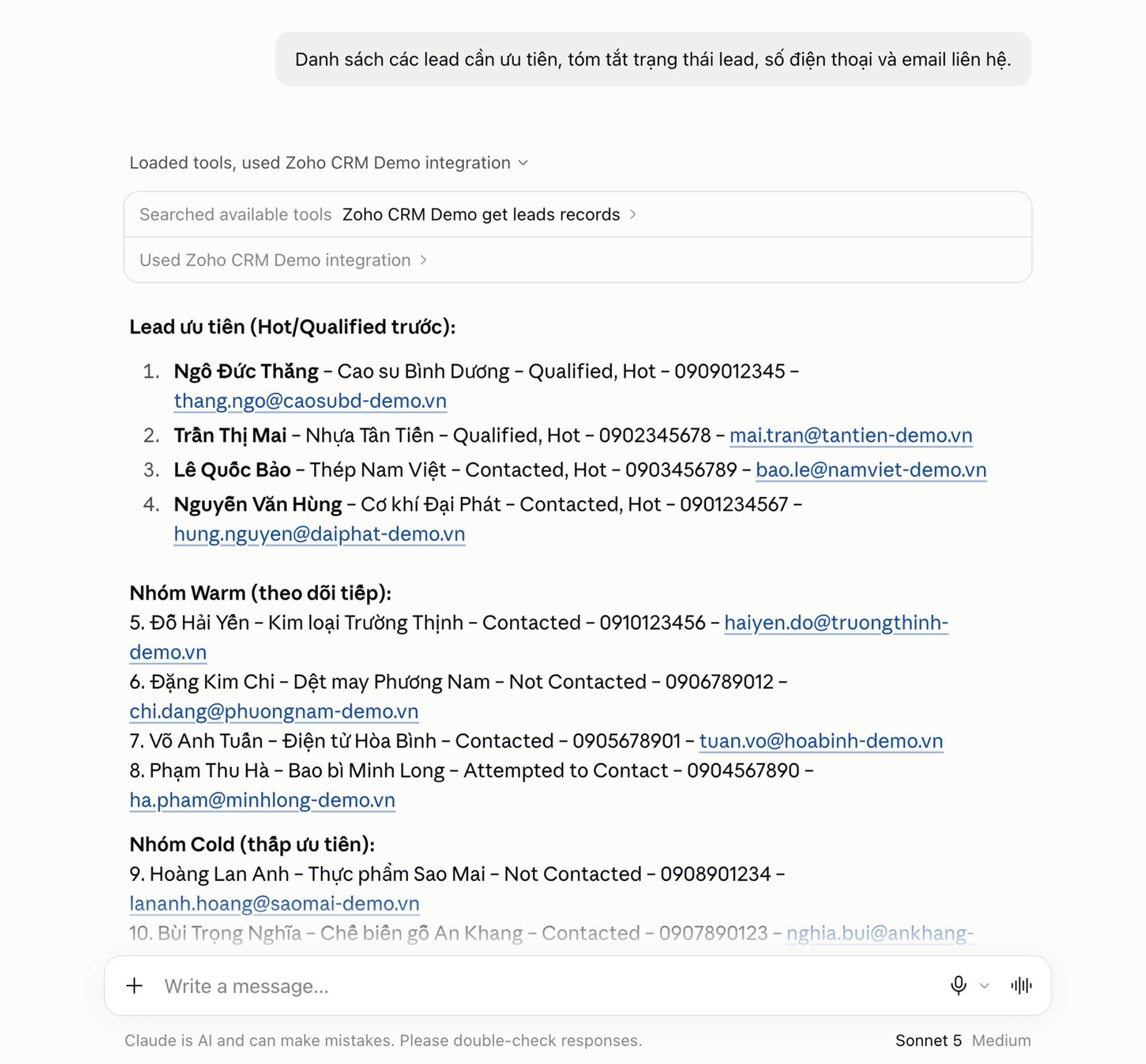 Kéo dữ liệu bạn cần từ Zoho CRM bằng ngôn ngữ tự nhiên trên Claude