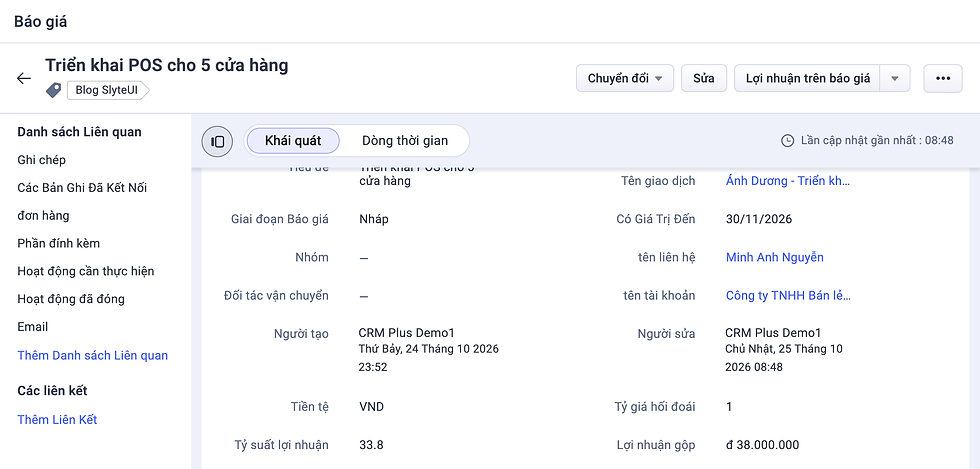 Lợi nhuận gộp và tỷ suất lợi nhuận trên báo giá