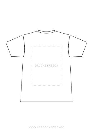 T-Shirt Hinterseite Template mit Druckbereich