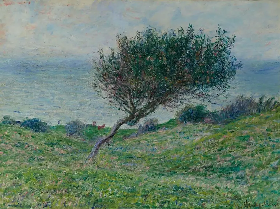 Claude Monet "Seacoast at Trouville" 1881, Landschaftsgemälde mit japanisch inspirierter dynamischer Komposition und leuchtenden Farben
