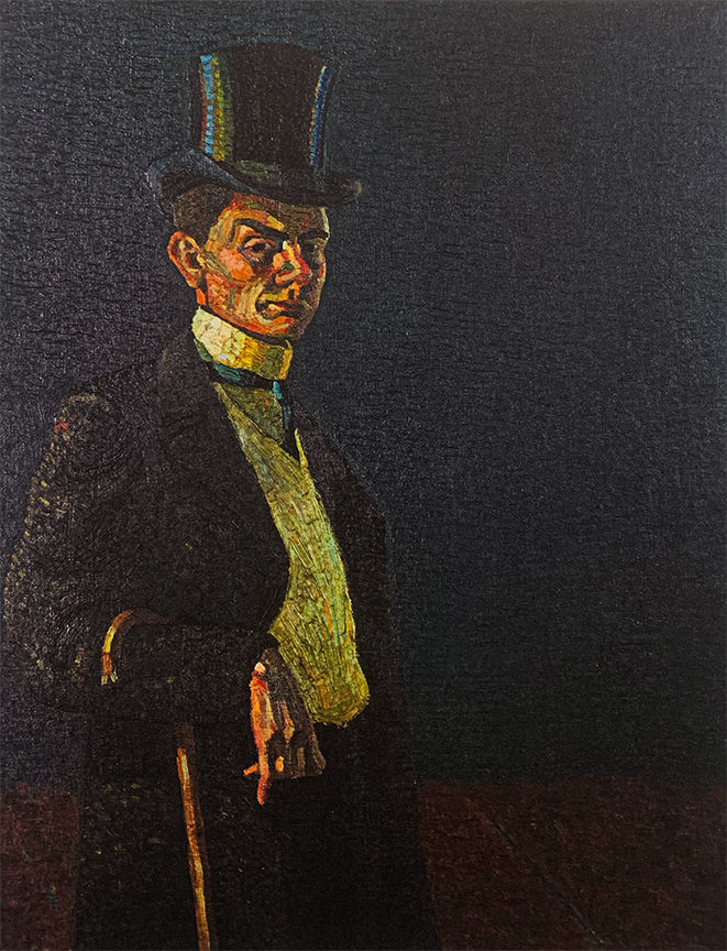 Wilhelm Morgner Selbstbildnis Zylinder Ölbild