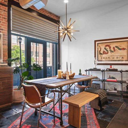 Modern dining room of downtown Denver loft airbnb 