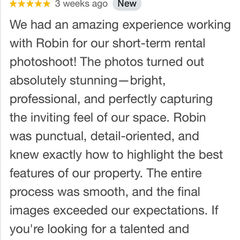 Short term rental photography review for Robin Christman Photography