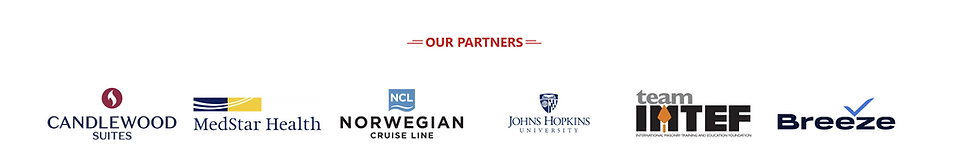 Wide landscape banner showing multiple partner logos in a row with OUR PARTNERS text above
