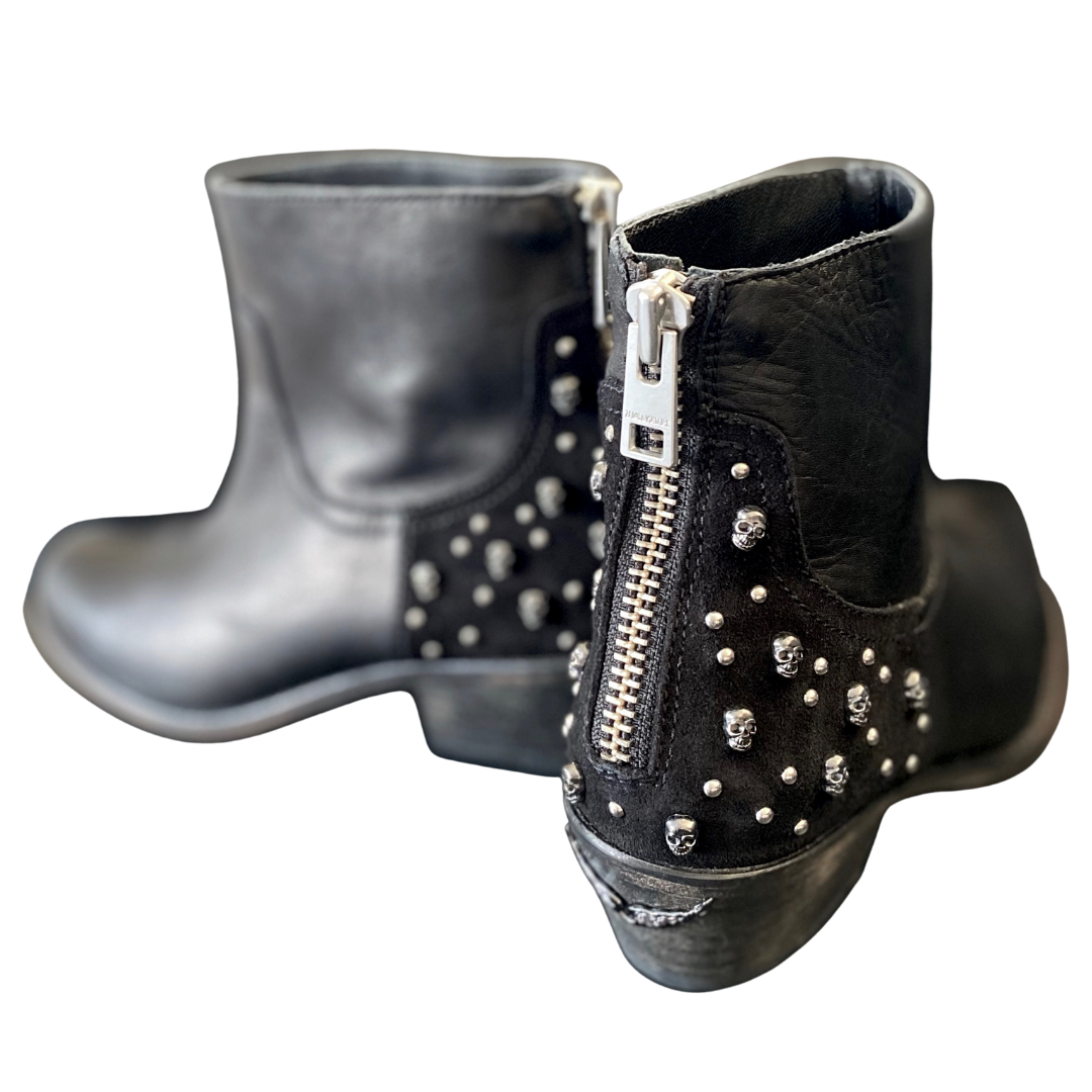 ZADIG & VOLTAIRE TEDDY LEATHER ANKLE  BOOTS