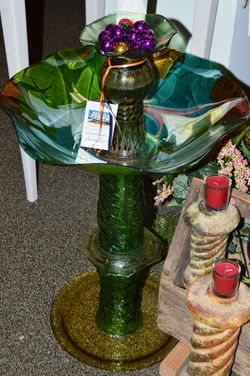 blues greens birdbath