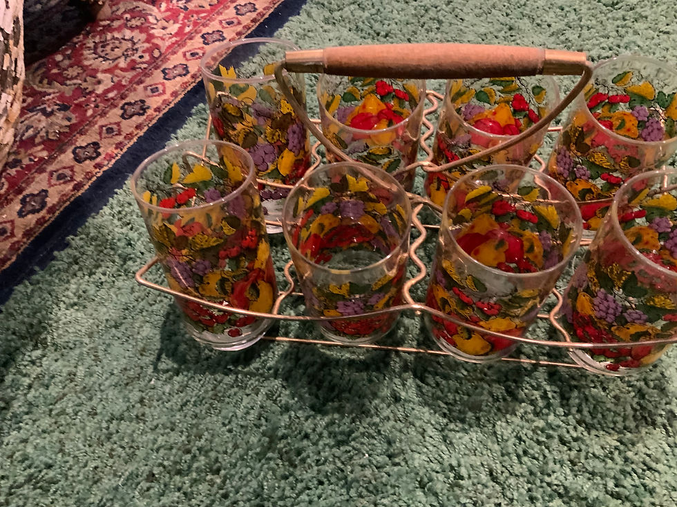 Libbey Fruit Harvest 6 Glasses/Caddy