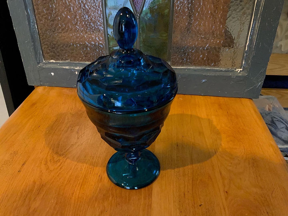 Viking Glass Diamond Point Pedestal Candy Dish