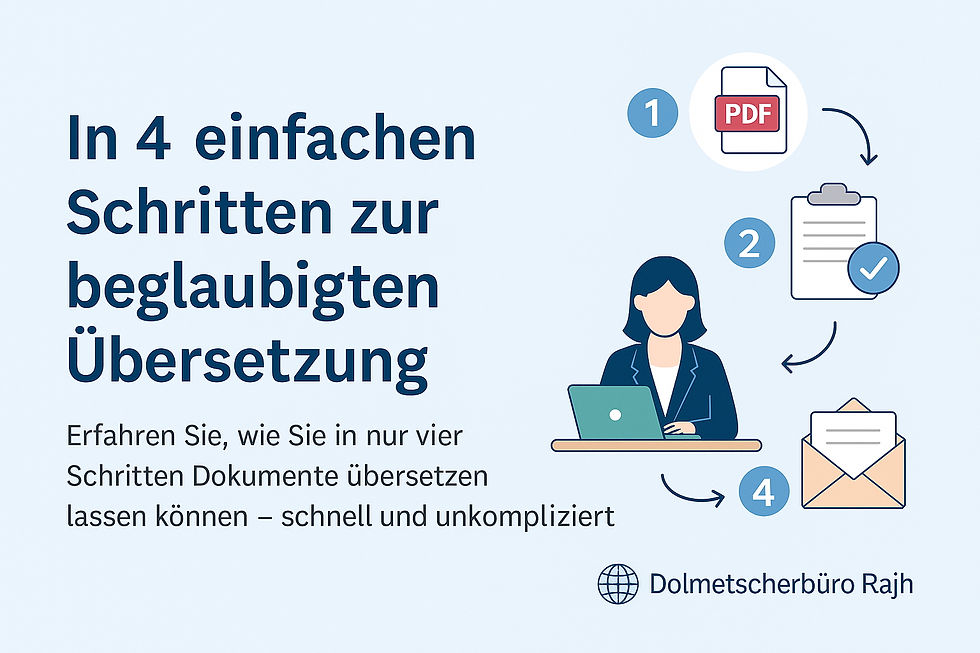 Beglaubigte Übersetzung in 4 Schritten | Dokumente übersetzen lassen