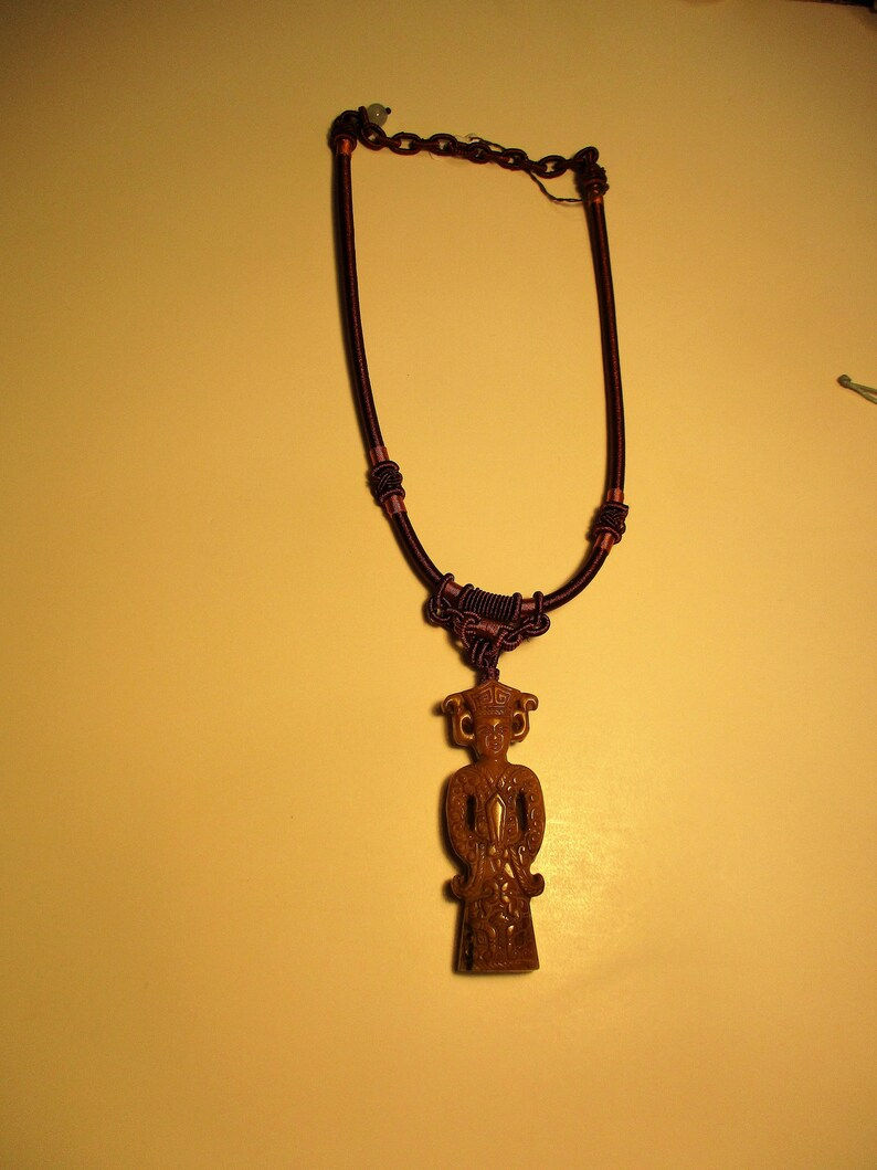 Thumbnail: Chinese Butter Jade Pendant Necklace