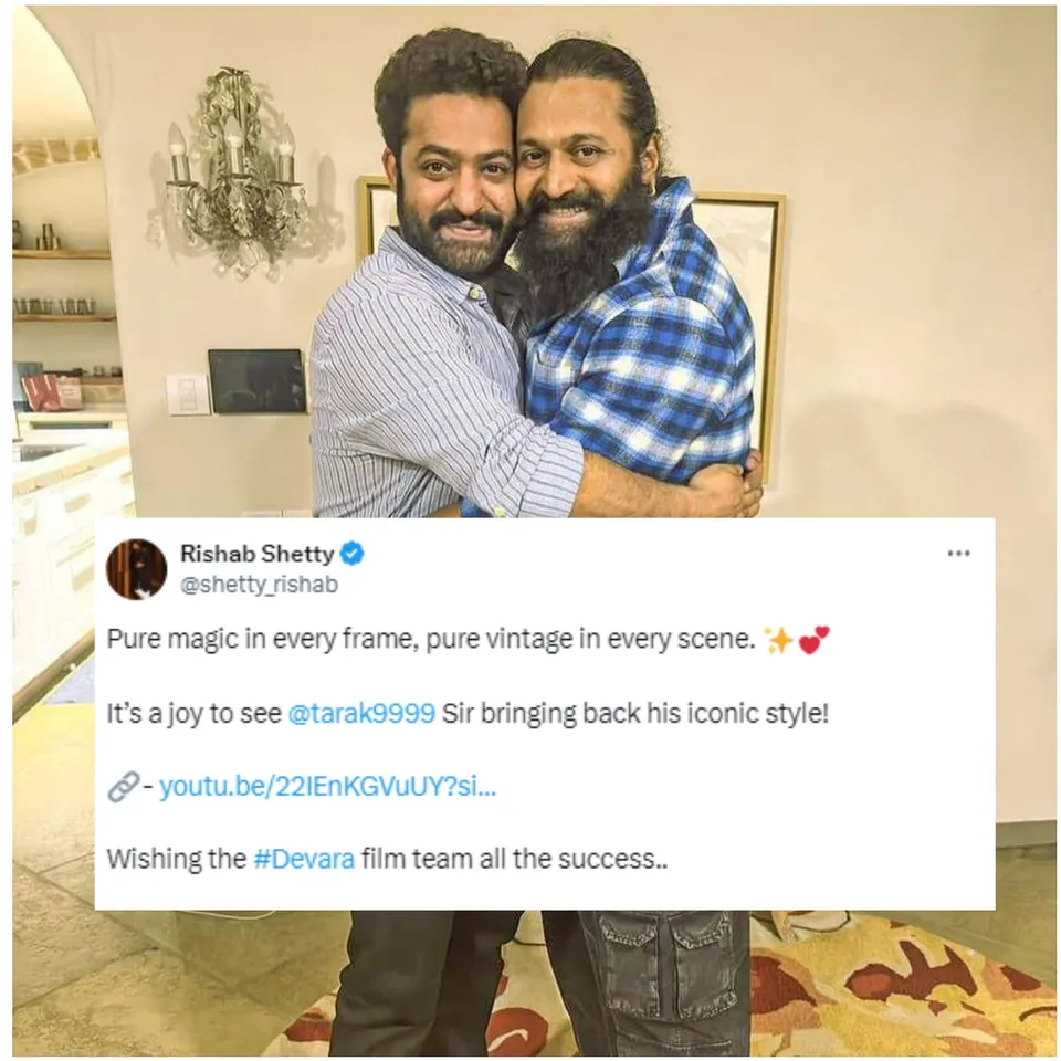 Article illustration: Rishab Shetty Hails NTR Jr.’s Iconic Moves and Janhvi Kapoor’s Grace in Devara’s High-Energy Song ‘Daavudi’