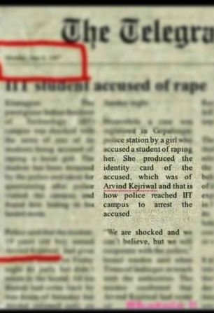 IIT Student “Arvind Kejriwal” accused of rape in 1987.