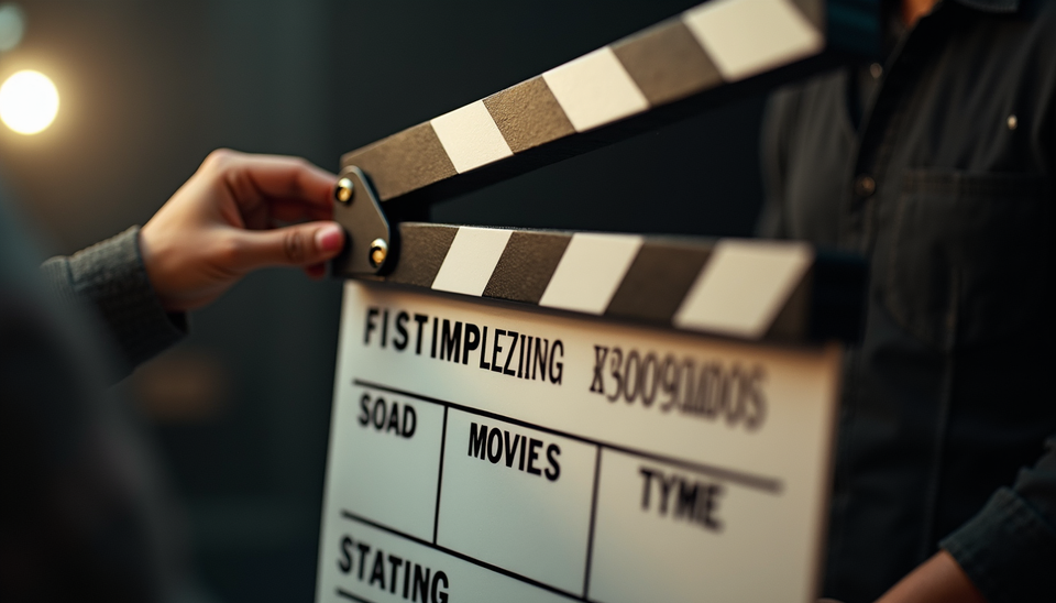 Close-up view of a Bollywood movie clapperboard on a film set