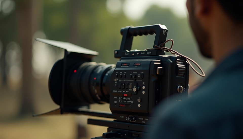 Close-up view of film camera on set during Jolly LLB 3 production