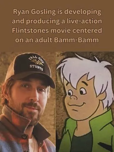 Article illustration: Ryan Gosling Developing Live-Action ‘Flintstones’ Movie Centred on a Grown-Up Bamm-Bamm.