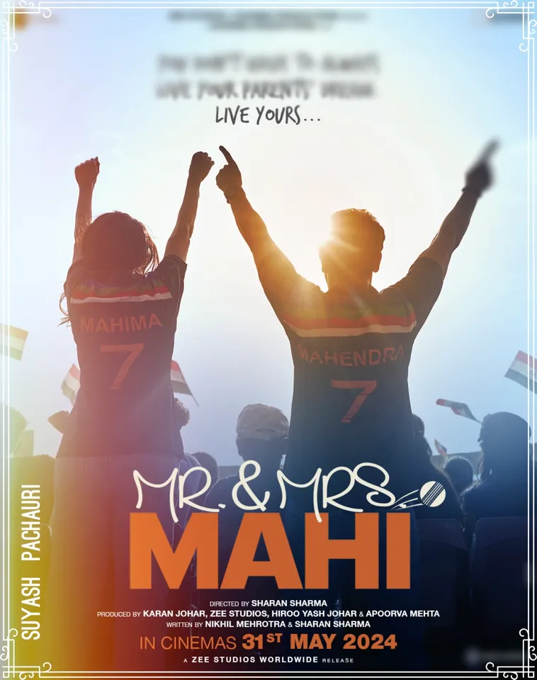 Article illustration: After an exclusive launch on Star Sports, the trailer of Zee Studios and Dharma Productions’ Mr. And Mrs. Mahi starring Rajkummar Rao and Janhvi Kapoor is OUT NOW!