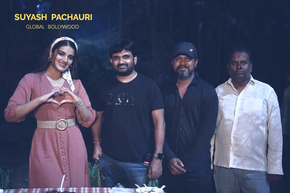 Article illustration: Nidhhi Agerwal joins the cast of 'The Raja Saab,' celebrates birthday with a warm welcome on set.