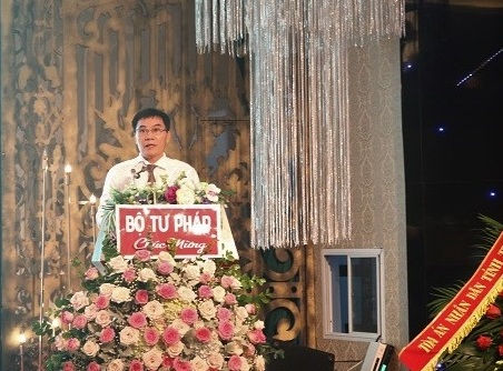 Đồng chí Giám đốc Sở Tư pháp Bùi Đình Sơn phát biểu tại Đại hội
